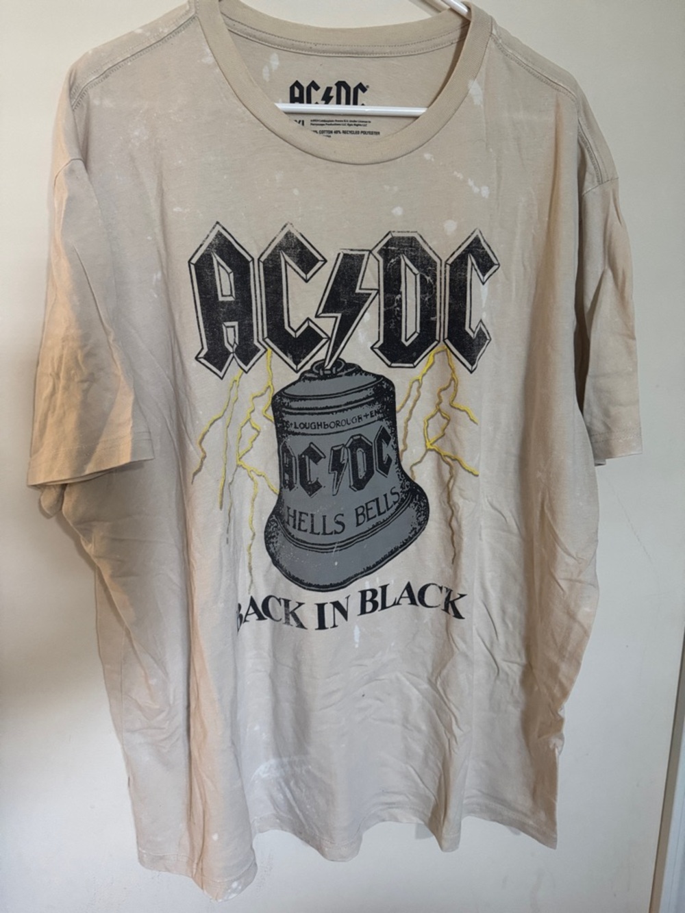AC/DC Beige Tee with Black and Yellow Graphic